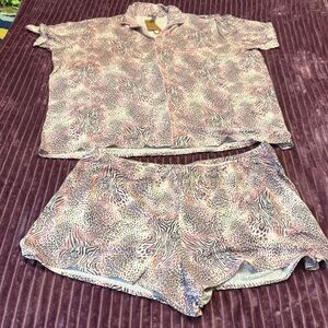 SKIMS Kids Pajamas in Pink and White Animal Print